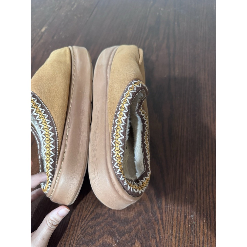 HOME Memory Foam House Slippers Women's 9 Brown Faux Suede Sherpa Lined Clogs - Picture 4 of 6